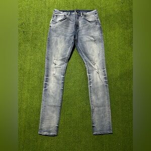 PRPS Windsor Skinny Stretch Distressed Mens Blue Jeans 34” Cotton